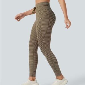 HALARA Brown Striped Yoga Leggings